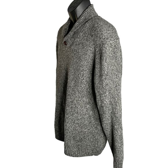 Old Navy Heavy Knit Pullover Sweater XL Marled Grey Shawl Collar One Button - Picture 3 of 6